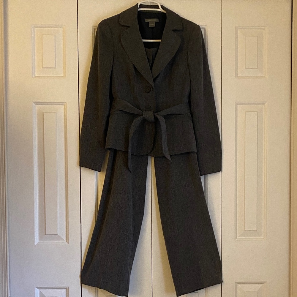 Ann Taylor Charcoal Tie-Waist Pantsuit